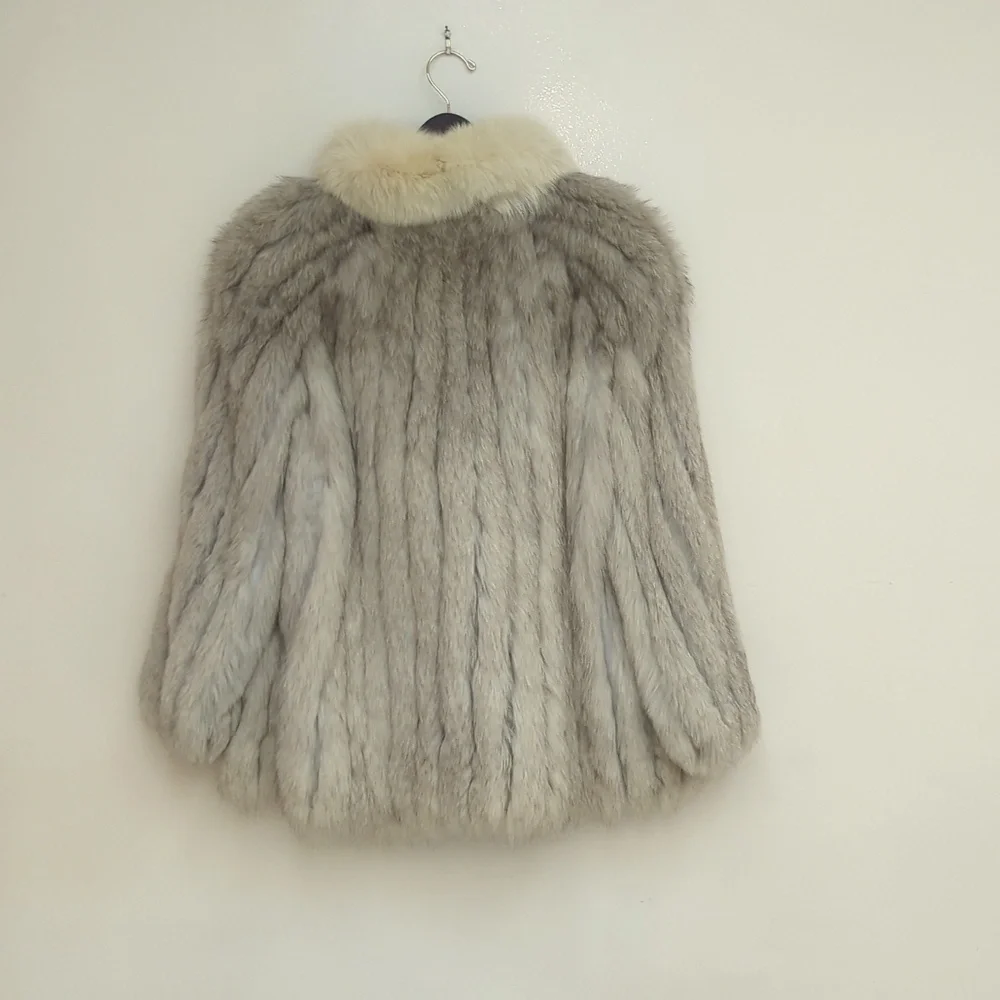 Pretty SAGA Blue Shadow Fox Jacket With Cream Collar - Picture 3 of 3